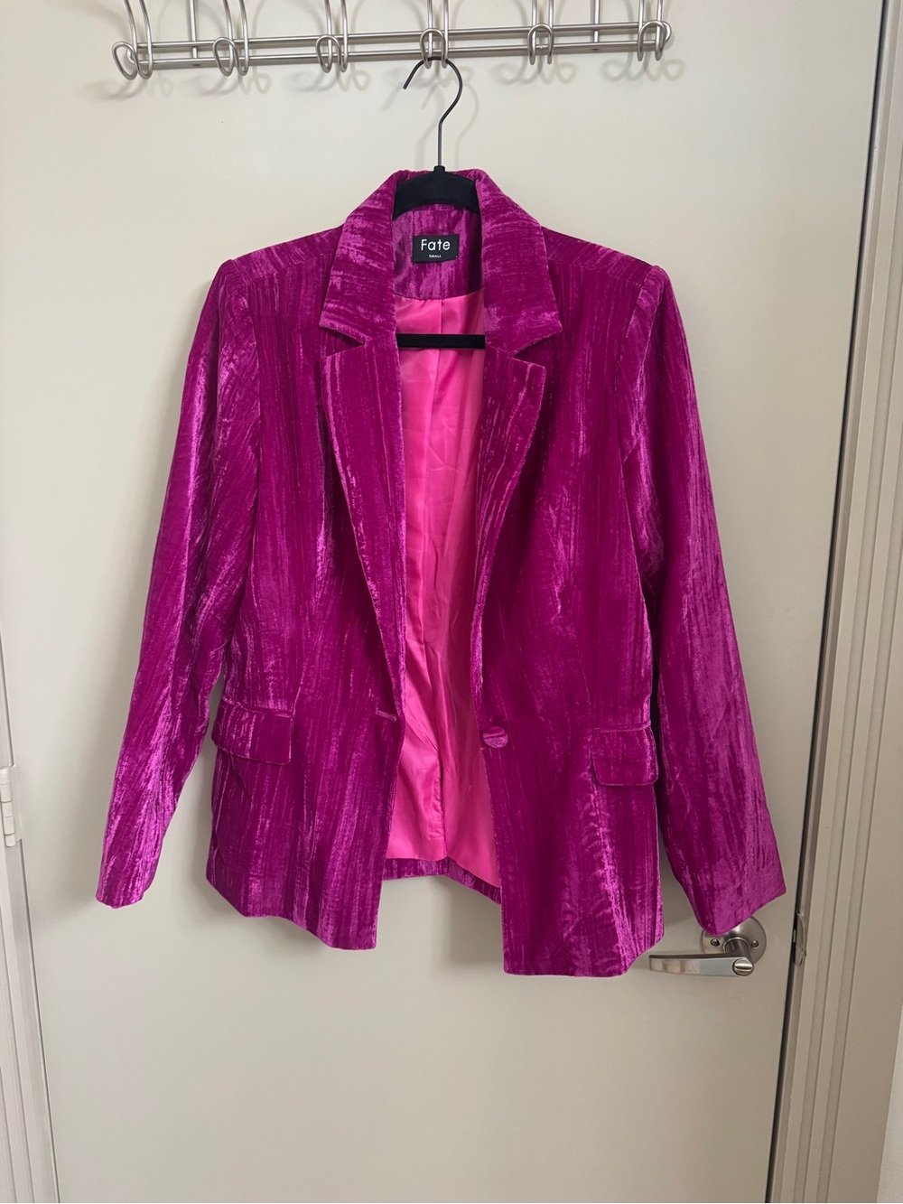 Fate Women's Vivid Magenta Velvet Blazer